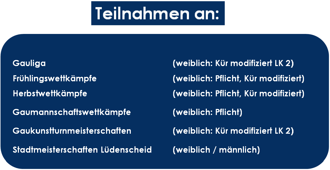 Teilnahmen 2024 an folgenden Wettkämpfen: Teilnahmen 2024 an folgenden Wettkämpfen: